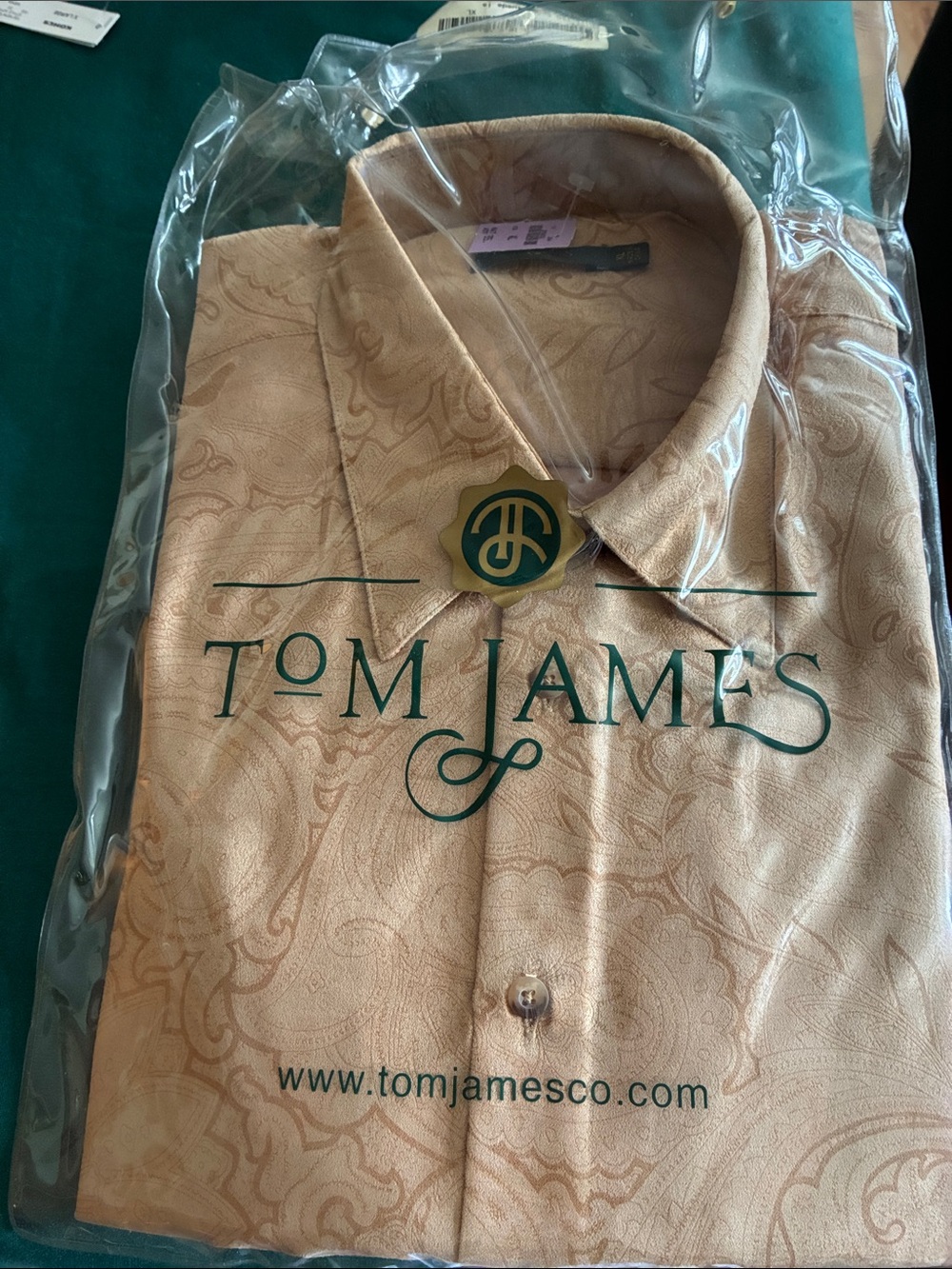 Tom James Men's Tan Paisley Dress Shirt